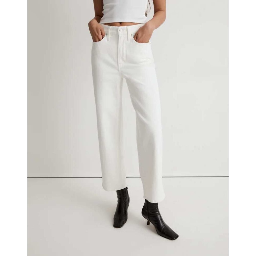 Madewell The Perfect Vintage Wide-Leg Crop Jean Size 29 T White High Rise Denim